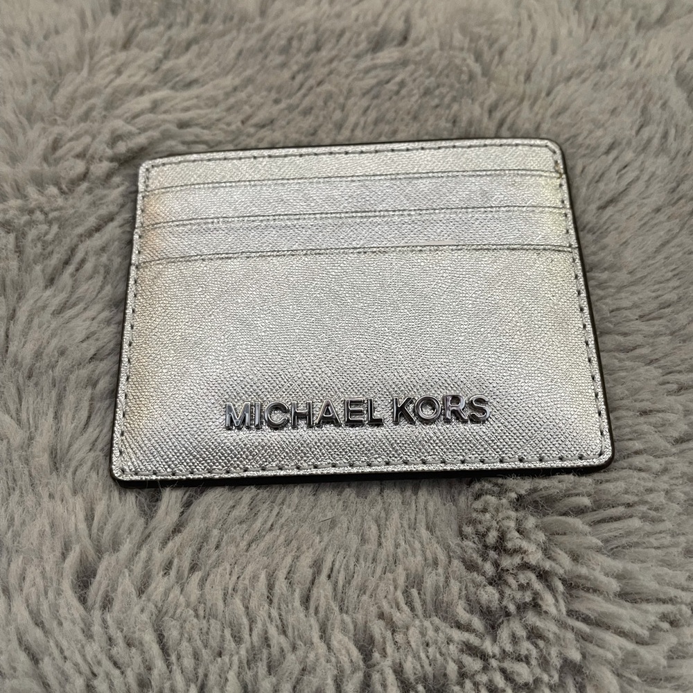 MK Silver leather card holder